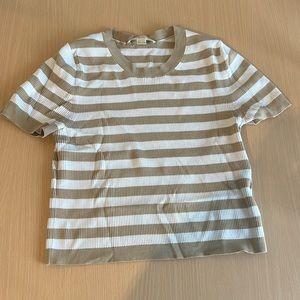 Slightly cropped Michael kors striped ribbed tee shirt